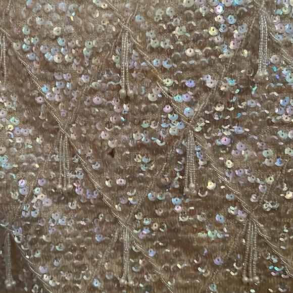 Vintage 1960s Macys beaded & sequin iridescent shift top silk & rayon size large - Picture 3 of 5